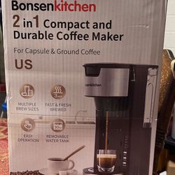 BonsenKitchen 2 in 1 Compace & Durable Coffee Maker with Milk