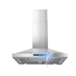24 Inch Range Hood, 450CFM, Wall Mount Kitchen Hood in Stainless Steel, Gesture Sensing & Touch Control, 3 Speed Fan