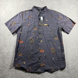 Sullen Art Collective Tattoo Girls Button Up Men’s M Shirt Gray NWT AOP #8F