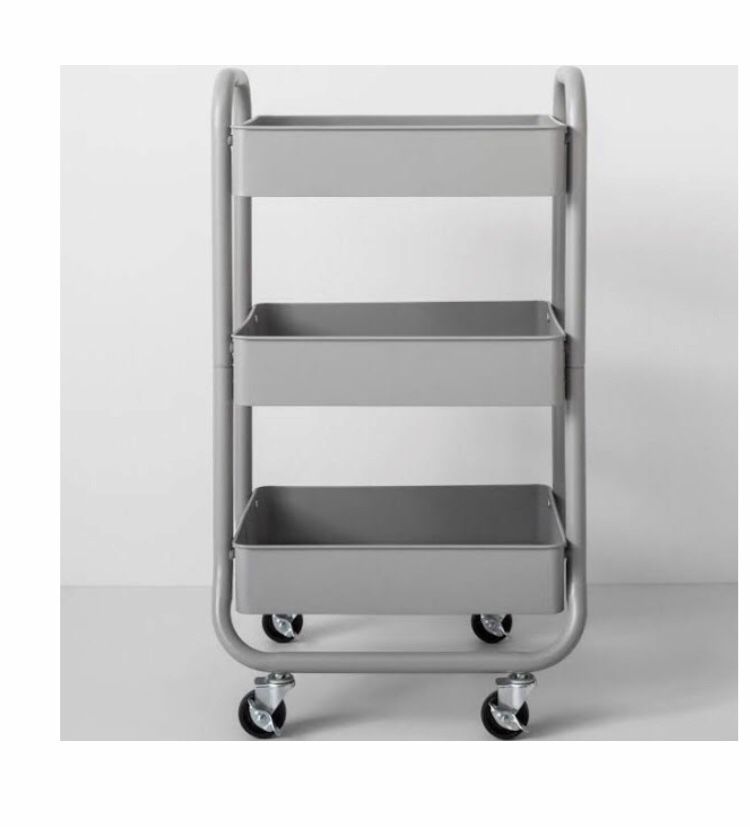 Gray metal utility cart