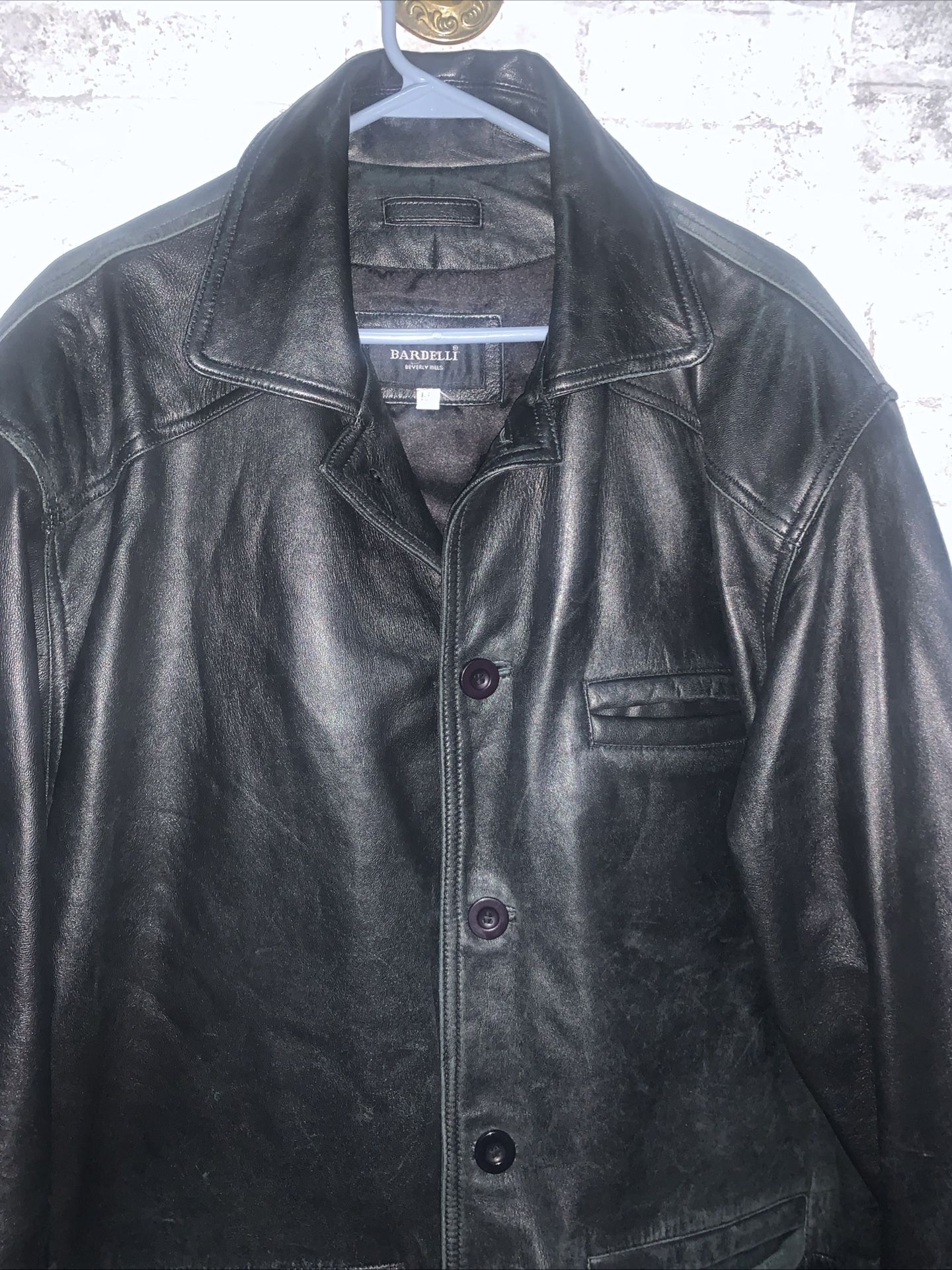 Bardelli Mens Med Black Leather Jacket Blazer