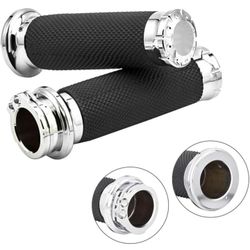 Harley Davidson Chrome 1 Inch Motorcycle Hand Grips Handlebar Grips Cable Throttle