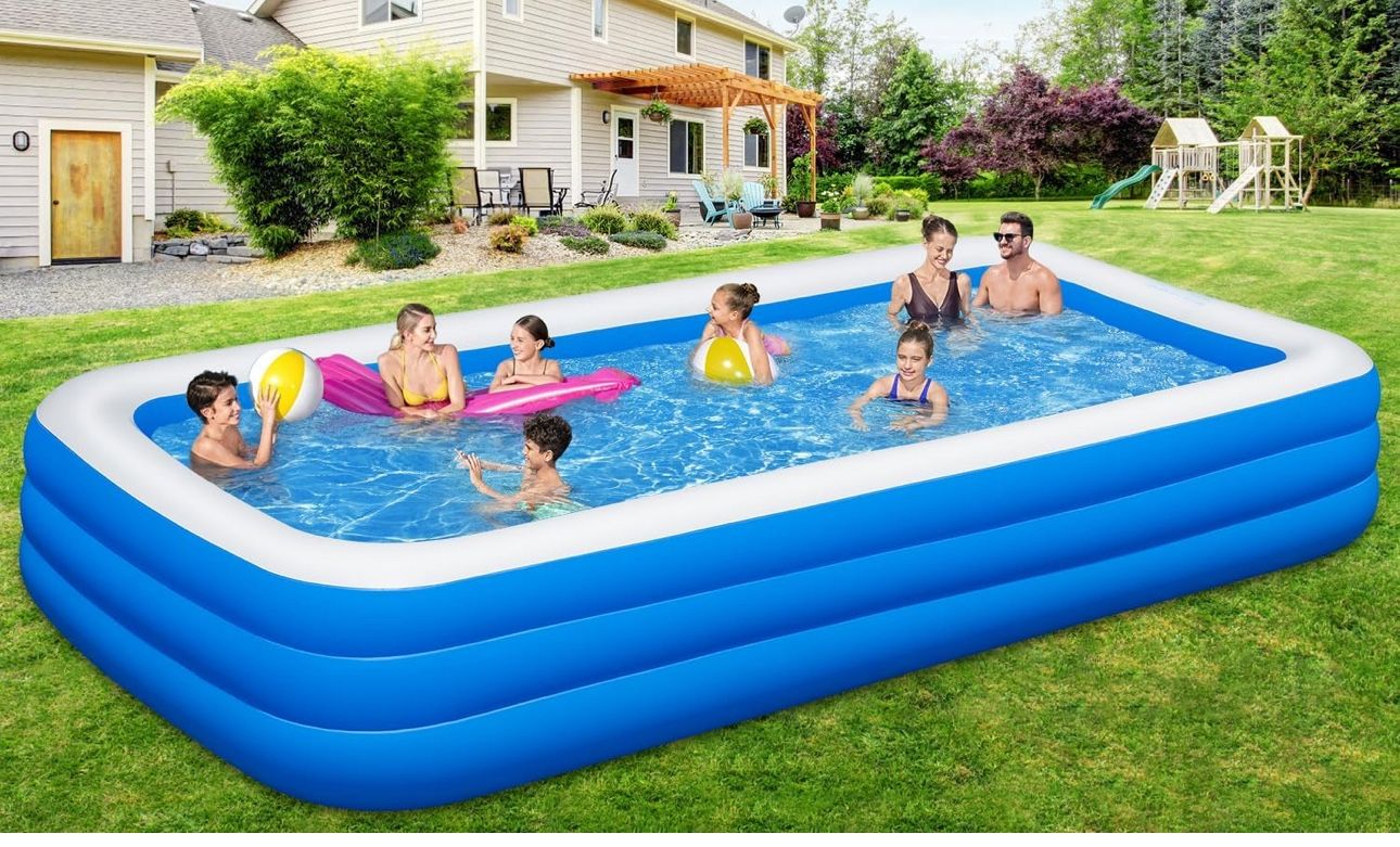 Large Inflatable Swimming Pool , Oversized Thickened Blow Up Pool for Kids and Adult, Kiddie Pool for Backyard