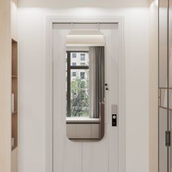 Jewelry Cabinet Armoire with Full Length Mirror, Door or Wall Mounted, Jewelry Armoire Organizer, Lockable Storage Cabinet, Interior Lighted Mirror, I