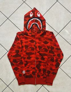 Brand New A Bathing Ape Camo Shark Hoodie Red Size: M  Tag Included Pics For Verification. 