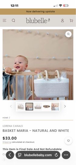 NWT Lorena Canals Basket Maria-Detachable Handles To Place Basket Over Crib Edge