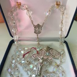 Crystal Rosary With Saint Teresa Of Calcutta Relic Medal.   C 1
