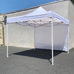 $109 (New) Heavy-duty 10x10 ft canopy with (1 sidewall) outdoor ez popup party tent patio shelter w/ carry bag