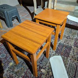 Small Wooden Stools Set Of Two