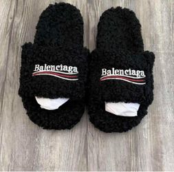 Balenciaga fur slides