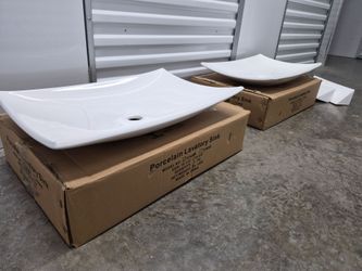 BRAND NEW SHINY WHITE RECTANGLE VESSEL BATHROOM SINK