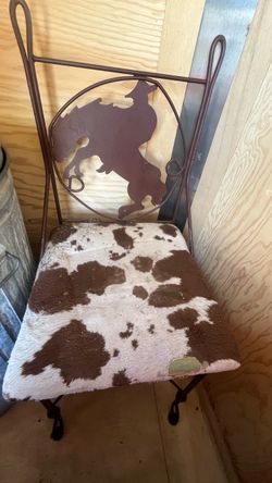 Western Iron Chair with Cowhide Seat