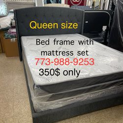 Queen Size Bundle Deal Headboard Frame With Mattress And Box Spring $350 Only Available For Pickup Or Delivery 🚚 