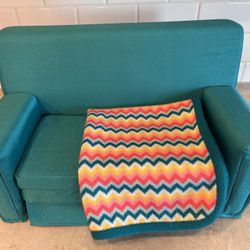 American Girl Doll Sofa Bed Convertible With Matching Blanket 