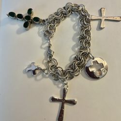 Solid Sterling Silver Cross Bracelet