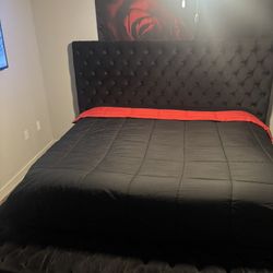 Black King Size Platform Storage Bed Frame