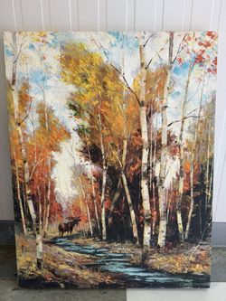 Canvas/ Moose Stream Canvas Painting $20
