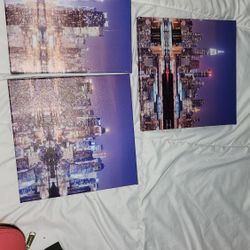 Three 12 By 12 Wall Pictures Of NyC