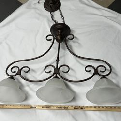 3-light Chandelier, Faux Alabaster, Excellent Working Condition