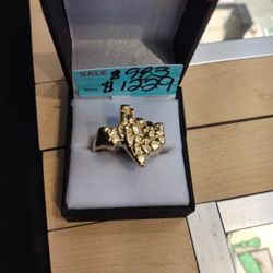 Texas Nugget Ring 14k Yellow Gold 