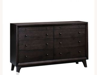 Brown oak dresser with mirror