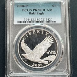 2008-P Bald Eagle Commemorative Silver Dollar PCGS Graded Proof 68