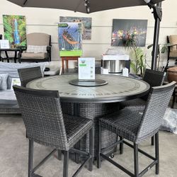 AGIO CONWAY 7-PIECE FIRE HIGH DINING SET