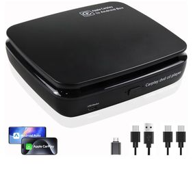 USB External Car Universal CD DVD Player Built-in Wireless CarPlay/Android Auto Adapter Portable CD Player for Cars with Wired CarPlay/Android Auto Co