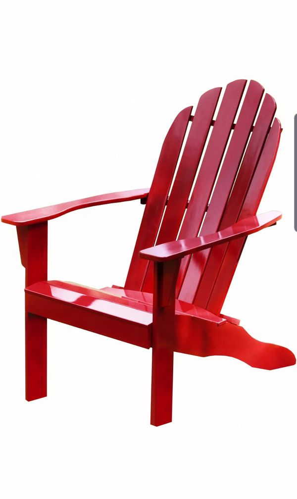 Solid Wood Adirondack Chair Red Wooden Patio Furniture 