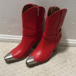 Western red boots