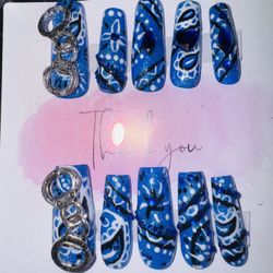 Blue Bandanna Press Ons 