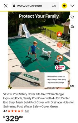 VEVOR Pool Safety Cover 16x32ft Green Mesh