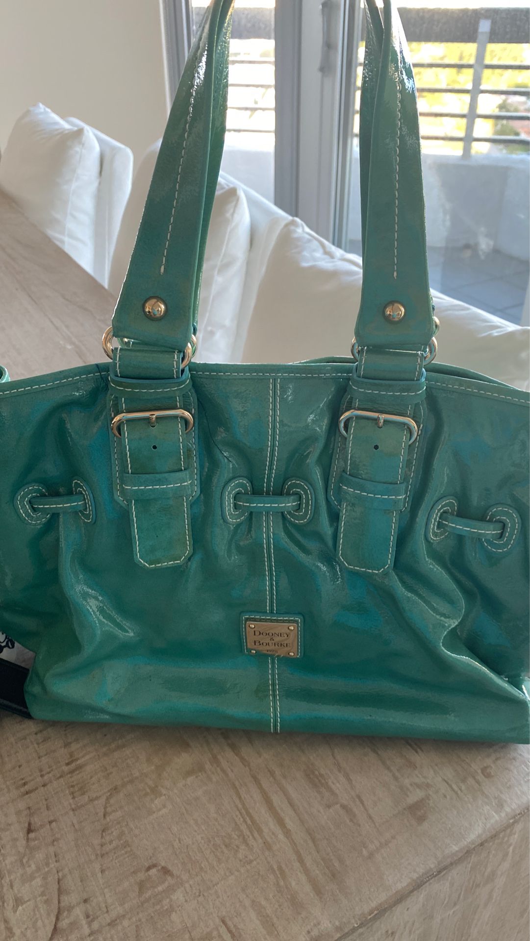 Dooney & Bourke Turquoise Patent Leather Shoulder Bag