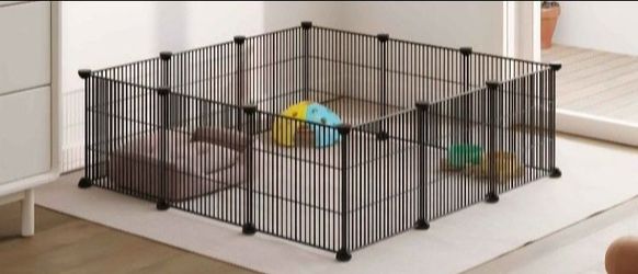 Luriva DIY Small Animal Pet Playpen,, Indoor Portable Metal Wire Yard Fence, 15 X 12 Inch, 12 Panels, Black.