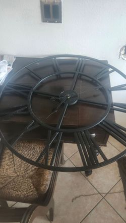 Large Black Metal Roman Numeral Wall Clock