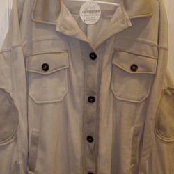 Zenana Outfitters Cottonwood beige fleece shacket