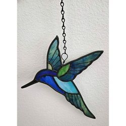 Hummingbird Suncatcher-Stained Glass Homemade Window Hanging