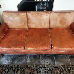 Rustic Red Leather Couch