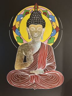 Art Buddha Gold Mural hand painted