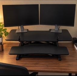 36" Electric Standing Desk • Black Motorized Sit to Stand Desk Riser