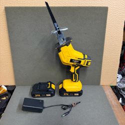 YUNXI 21V CORDLESS RECIPROCATING SAW, 2 BATTERIES AND CHARGER