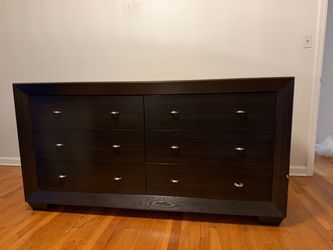 Dark Wood 6-Drawer Double Dresser