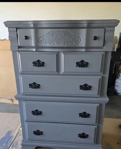 Gray refurbished dresser