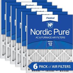Nordic Pure Air Filters 20x30x1 Merv 12, Six Pack