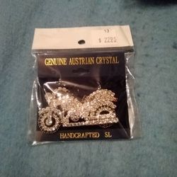 Austrian Crystal Motorcycle Pin. New