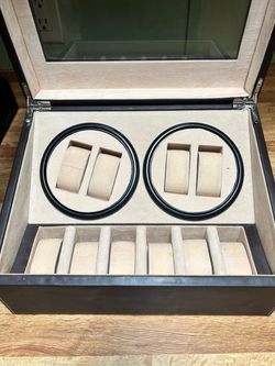 Dual Watch Winder Box with Storage