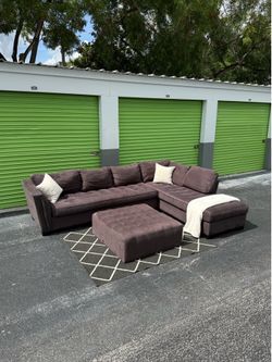 Cindy Crawford Gray Suede Sectional Couch Sofa - Rooms To Go