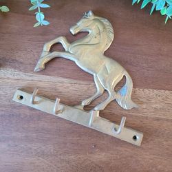 Vintage brass horse keyholder