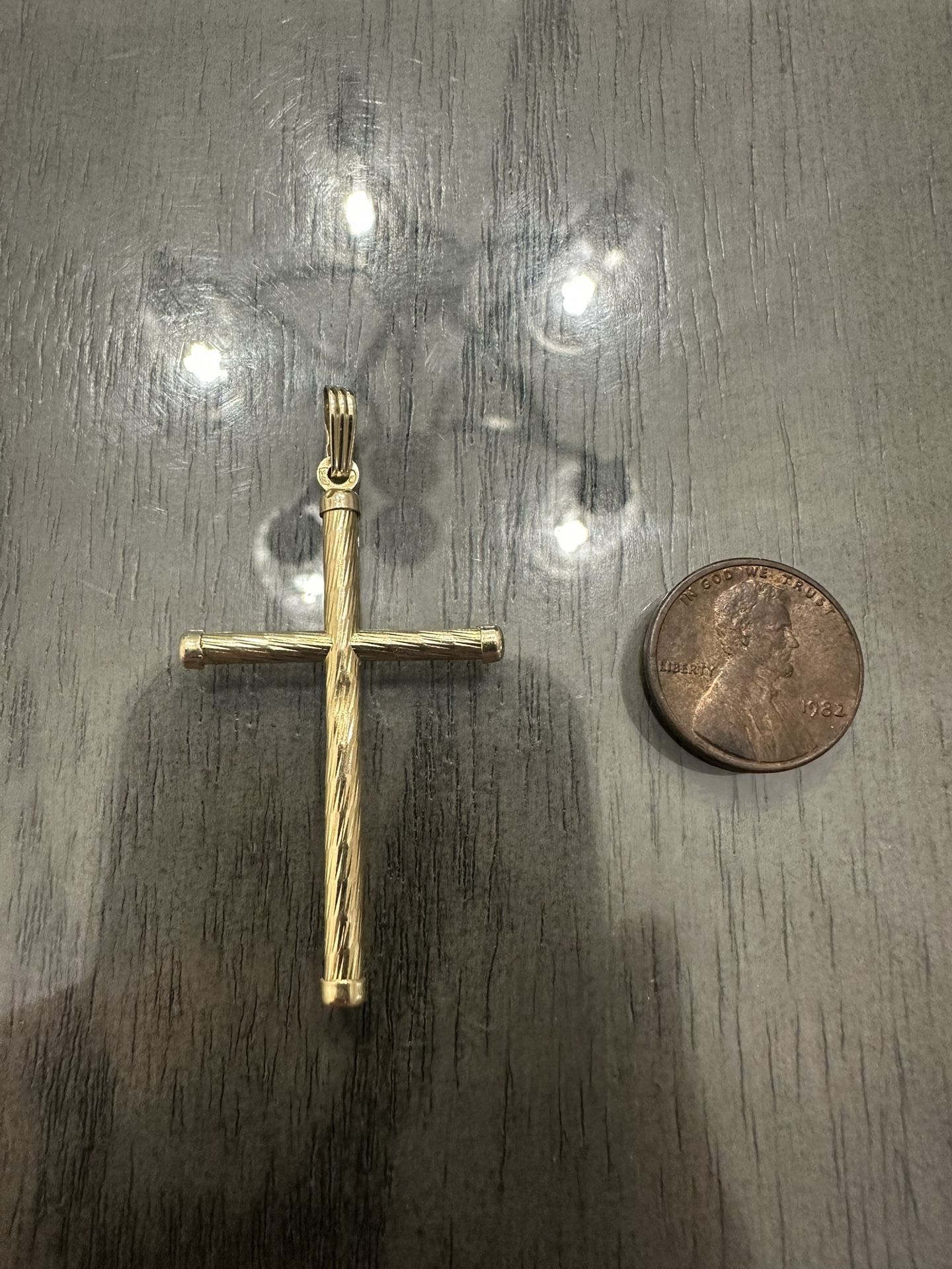Solid 14k Yellow Gold Cross Crucifix Pendant Charm Beautiful