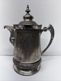 Antique Middletown Plate Co Quadruple Silver Plate Hard White Metal Pitcher 124